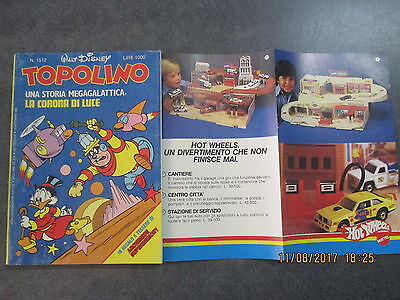 Topolino 1512 - Inserto Hot Wheels Mattel - Mondadori 1984