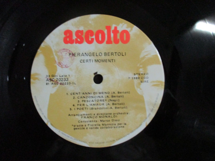 Pierangelo Bertoli - Certi Momenti - Lp